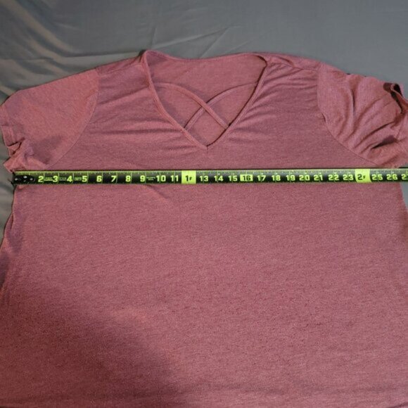 SHEIN T-Shirt Womens 4XL Red Curve V Neck Loungewear Comfort Stretch Top - Picture 3 of 10